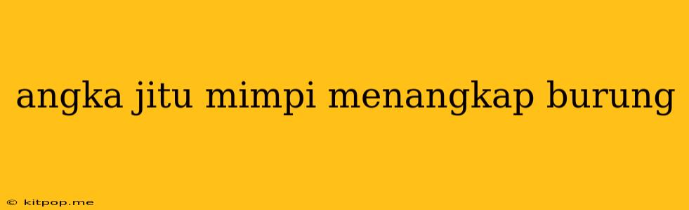 Angka Jitu Mimpi Menangkap Burung