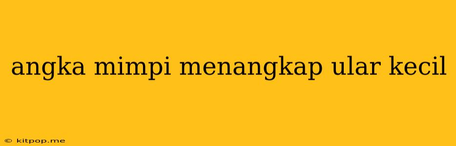 Angka Mimpi Menangkap Ular Kecil