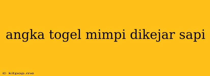 Angka Togel Mimpi Dikejar Sapi