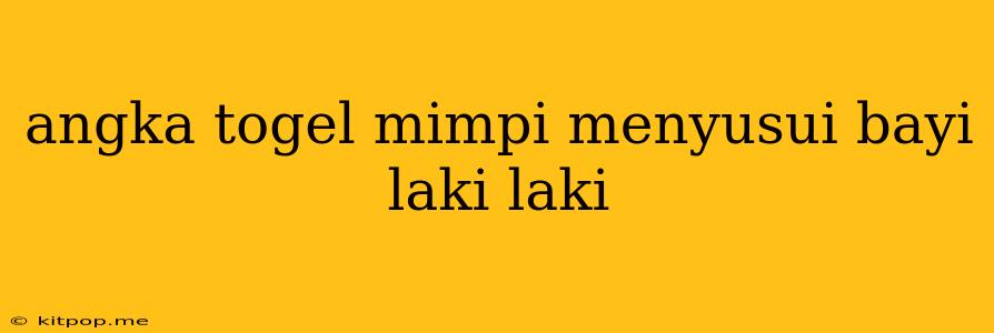 Angka Togel Mimpi Menyusui Bayi Laki Laki