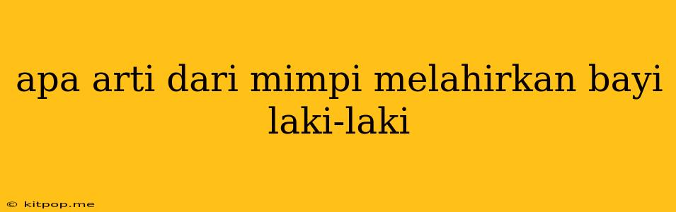 Apa Arti Dari Mimpi Melahirkan Bayi Laki-laki