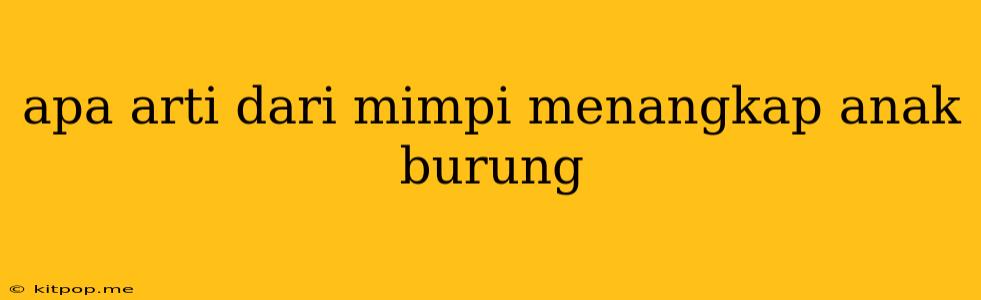 Apa Arti Dari Mimpi Menangkap Anak Burung