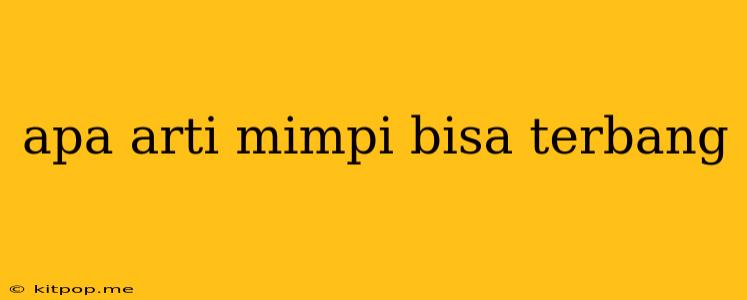 Apa Arti Mimpi Bisa Terbang