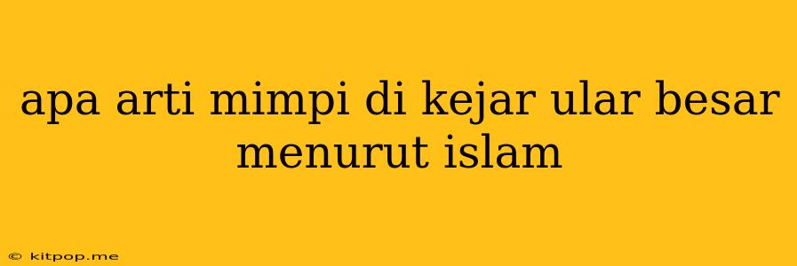 Apa Arti Mimpi Di Kejar Ular Besar Menurut Islam