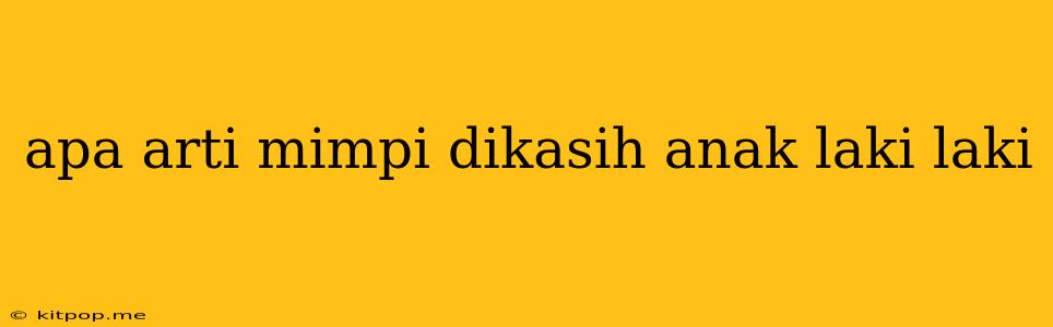 Apa Arti Mimpi Dikasih Anak Laki Laki