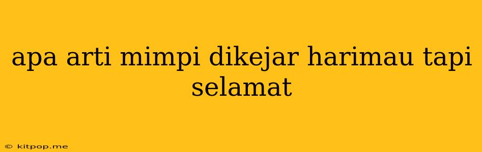 Apa Arti Mimpi Dikejar Harimau Tapi Selamat