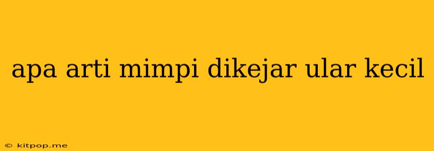 Apa Arti Mimpi Dikejar Ular Kecil