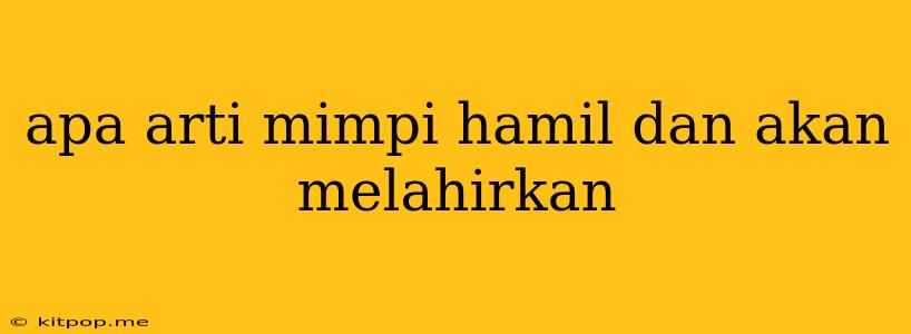 Apa Arti Mimpi Hamil Dan Akan Melahirkan