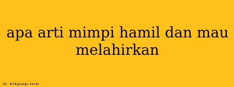 Apa Arti Mimpi Hamil Dan Mau Melahirkan