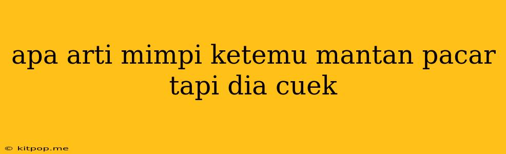 Apa Arti Mimpi Ketemu Mantan Pacar Tapi Dia Cuek