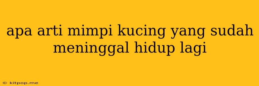 Apa Arti Mimpi Kucing Yang Sudah Meninggal Hidup Lagi