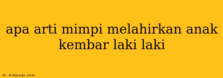 Apa Arti Mimpi Melahirkan Anak Kembar Laki Laki