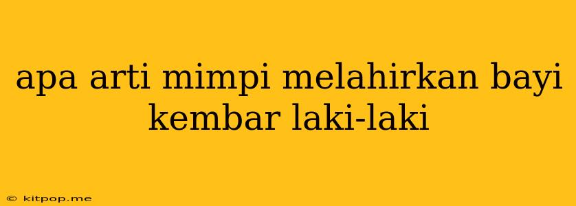 Apa Arti Mimpi Melahirkan Bayi Kembar Laki-laki