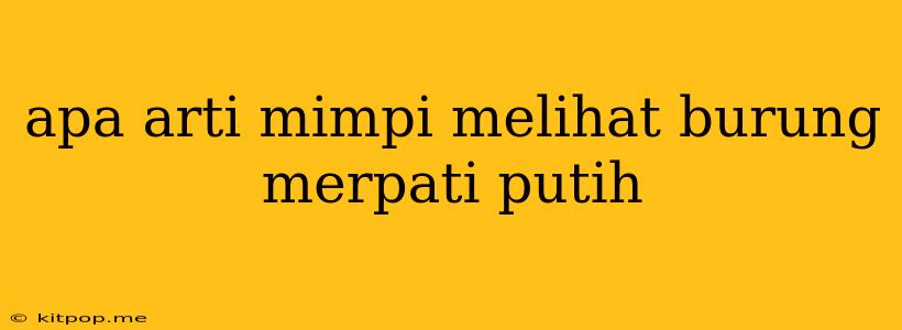 Apa Arti Mimpi Melihat Burung Merpati Putih