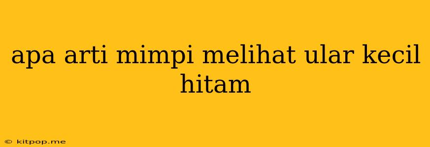 Apa Arti Mimpi Melihat Ular Kecil Hitam