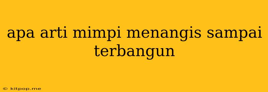 Apa Arti Mimpi Menangis Sampai Terbangun