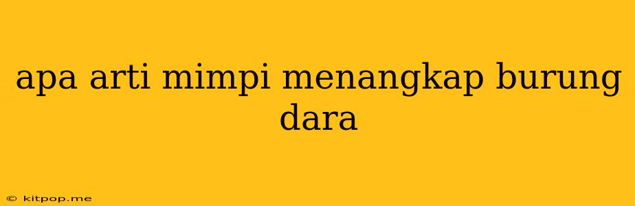 Apa Arti Mimpi Menangkap Burung Dara