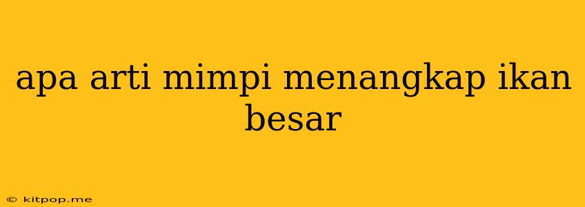 Apa Arti Mimpi Menangkap Ikan Besar