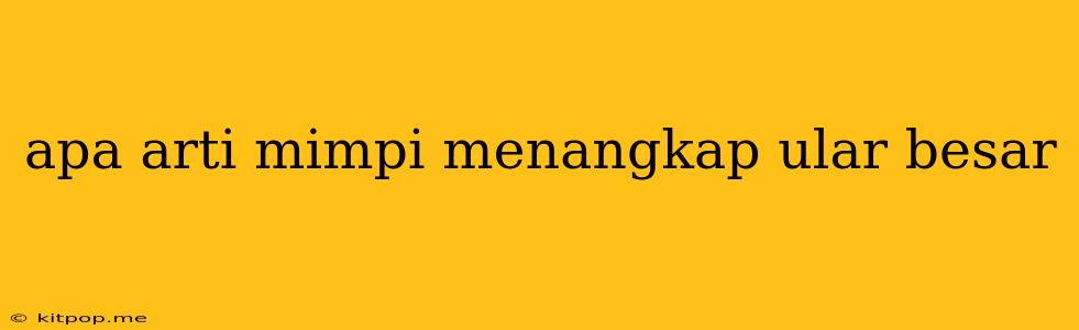 Apa Arti Mimpi Menangkap Ular Besar