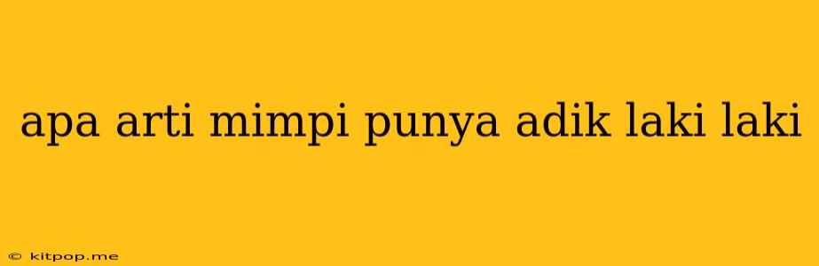 Apa Arti Mimpi Punya Adik Laki Laki