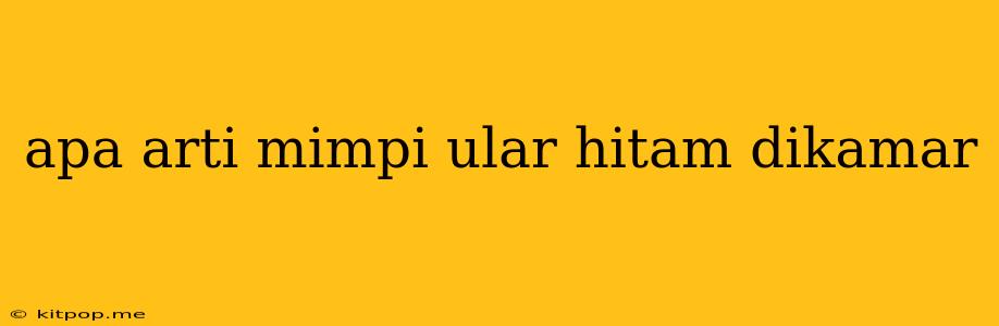 Apa Arti Mimpi Ular Hitam Dikamar