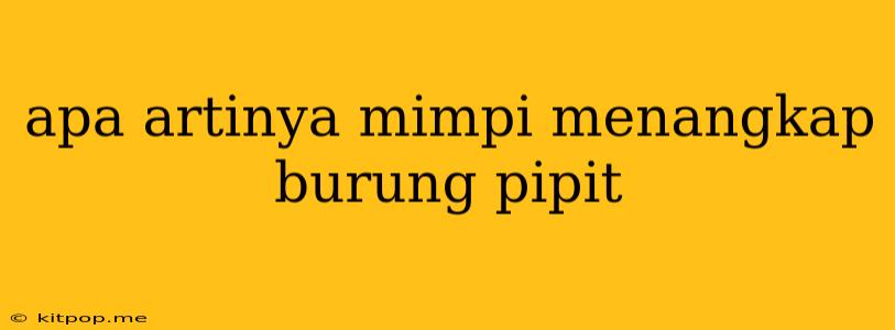 Apa Artinya Mimpi Menangkap Burung Pipit