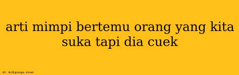 Arti Mimpi Bertemu Orang Yang Kita Suka Tapi Dia Cuek