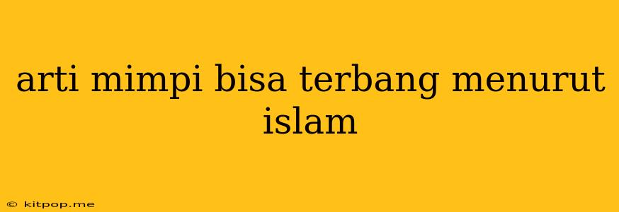 Arti Mimpi Bisa Terbang Menurut Islam