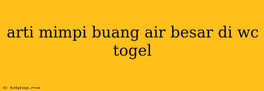 Arti Mimpi Buang Air Besar Di Wc Togel