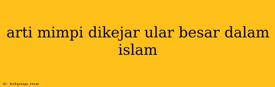 Arti Mimpi Dikejar Ular Besar Dalam Islam