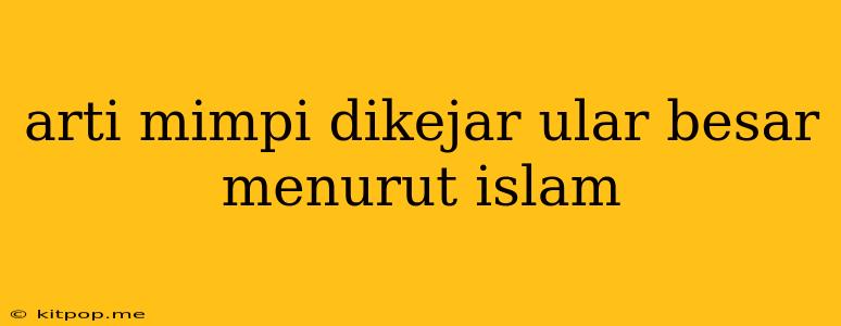 Arti Mimpi Dikejar Ular Besar Menurut Islam