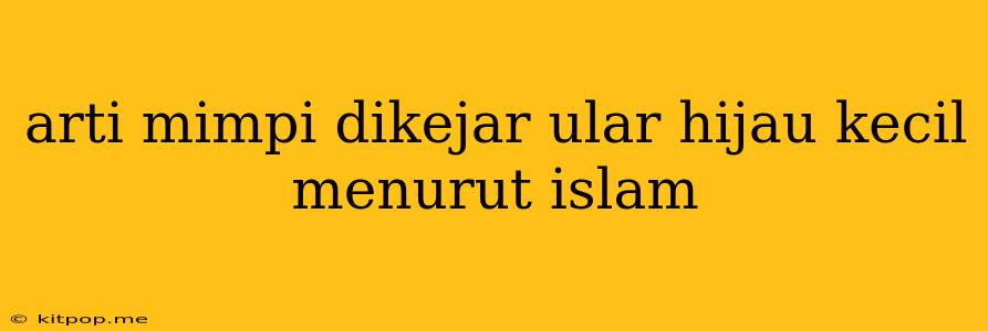 Arti Mimpi Dikejar Ular Hijau Kecil Menurut Islam