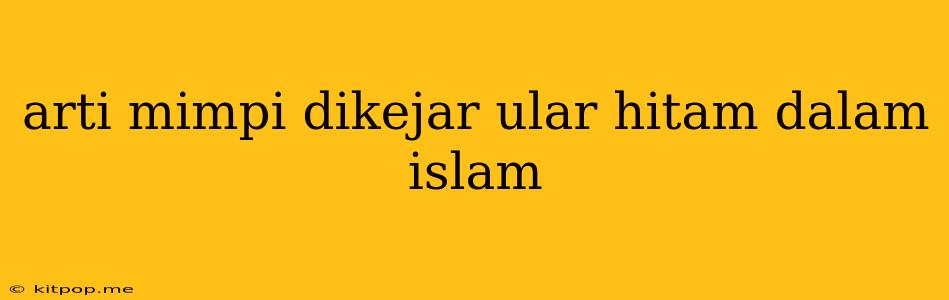 Arti Mimpi Dikejar Ular Hitam Dalam Islam