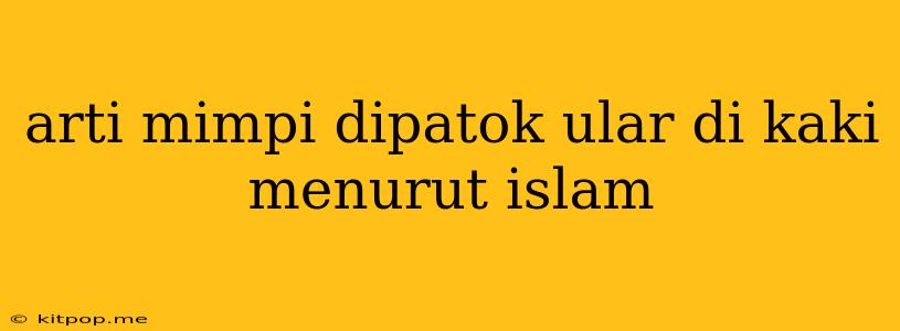 Arti Mimpi Dipatok Ular Di Kaki Menurut Islam