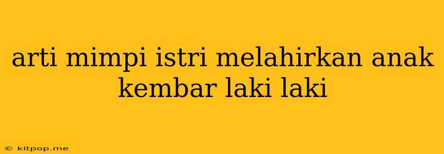 Arti Mimpi Istri Melahirkan Anak Kembar Laki Laki