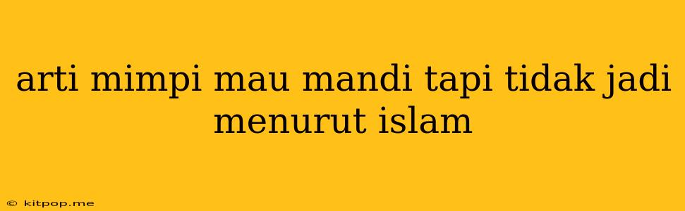 Arti Mimpi Mau Mandi Tapi Tidak Jadi Menurut Islam