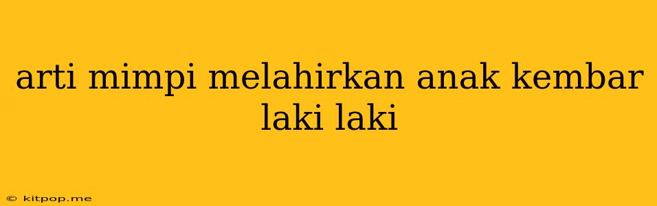 Arti Mimpi Melahirkan Anak Kembar Laki Laki