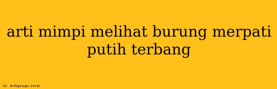 Arti Mimpi Melihat Burung Merpati Putih Terbang