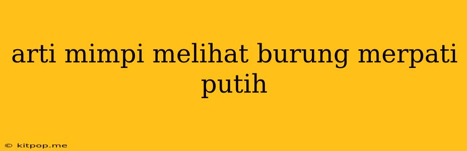 Arti Mimpi Melihat Burung Merpati Putih