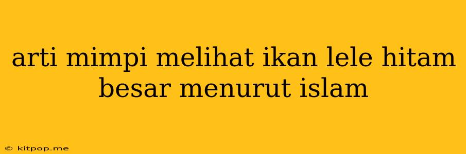 Arti Mimpi Melihat Ikan Lele Hitam Besar Menurut Islam