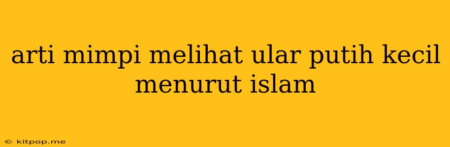 Arti Mimpi Melihat Ular Putih Kecil Menurut Islam