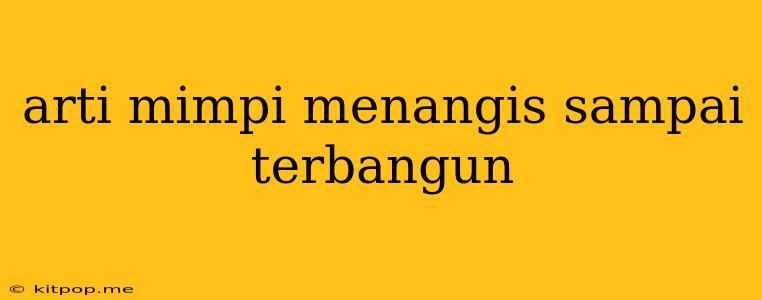 Arti Mimpi Menangis Sampai Terbangun