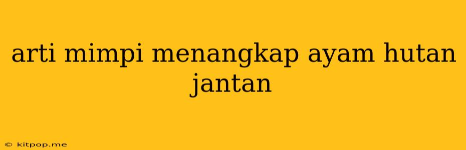 Arti Mimpi Menangkap Ayam Hutan Jantan