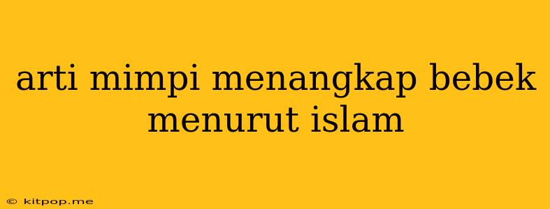 Arti Mimpi Menangkap Bebek Menurut Islam