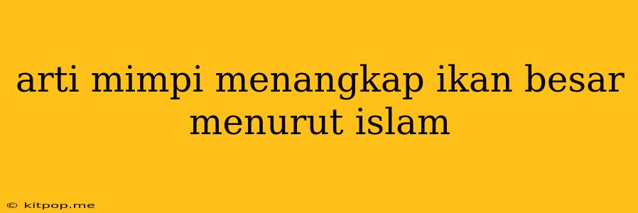 Arti Mimpi Menangkap Ikan Besar Menurut Islam