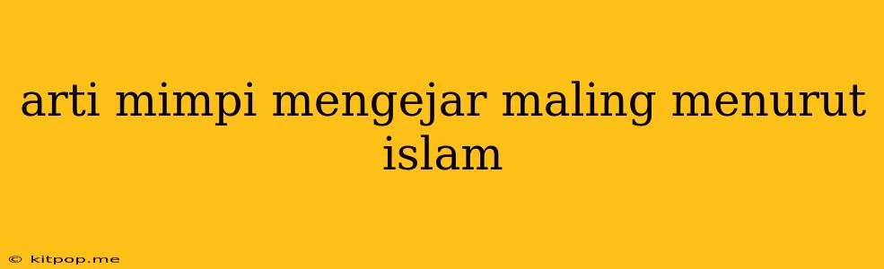 Arti Mimpi Mengejar Maling Menurut Islam