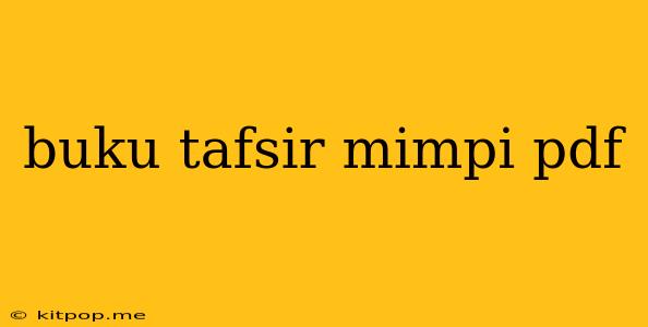 Buku Tafsir Mimpi Pdf