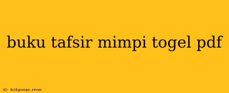 Buku Tafsir Mimpi Togel Pdf