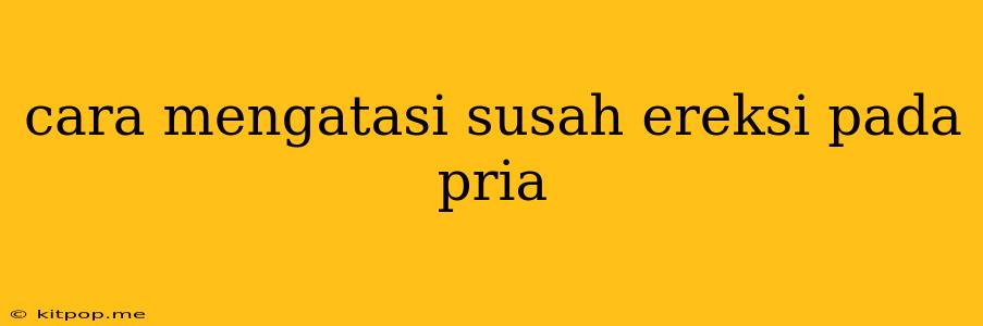 Cara Mengatasi Susah Ereksi Pada Pria