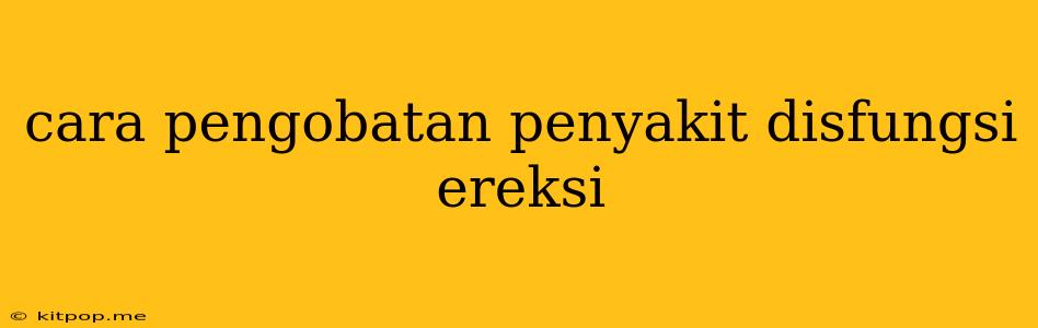 Cara Pengobatan Penyakit Disfungsi Ereksi